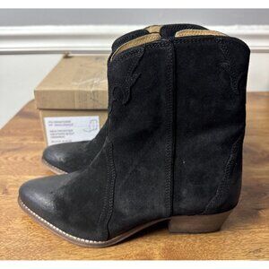 Free People New Frontier Western Boot Black Suede Stitching Size EU 37/US 6.5-7